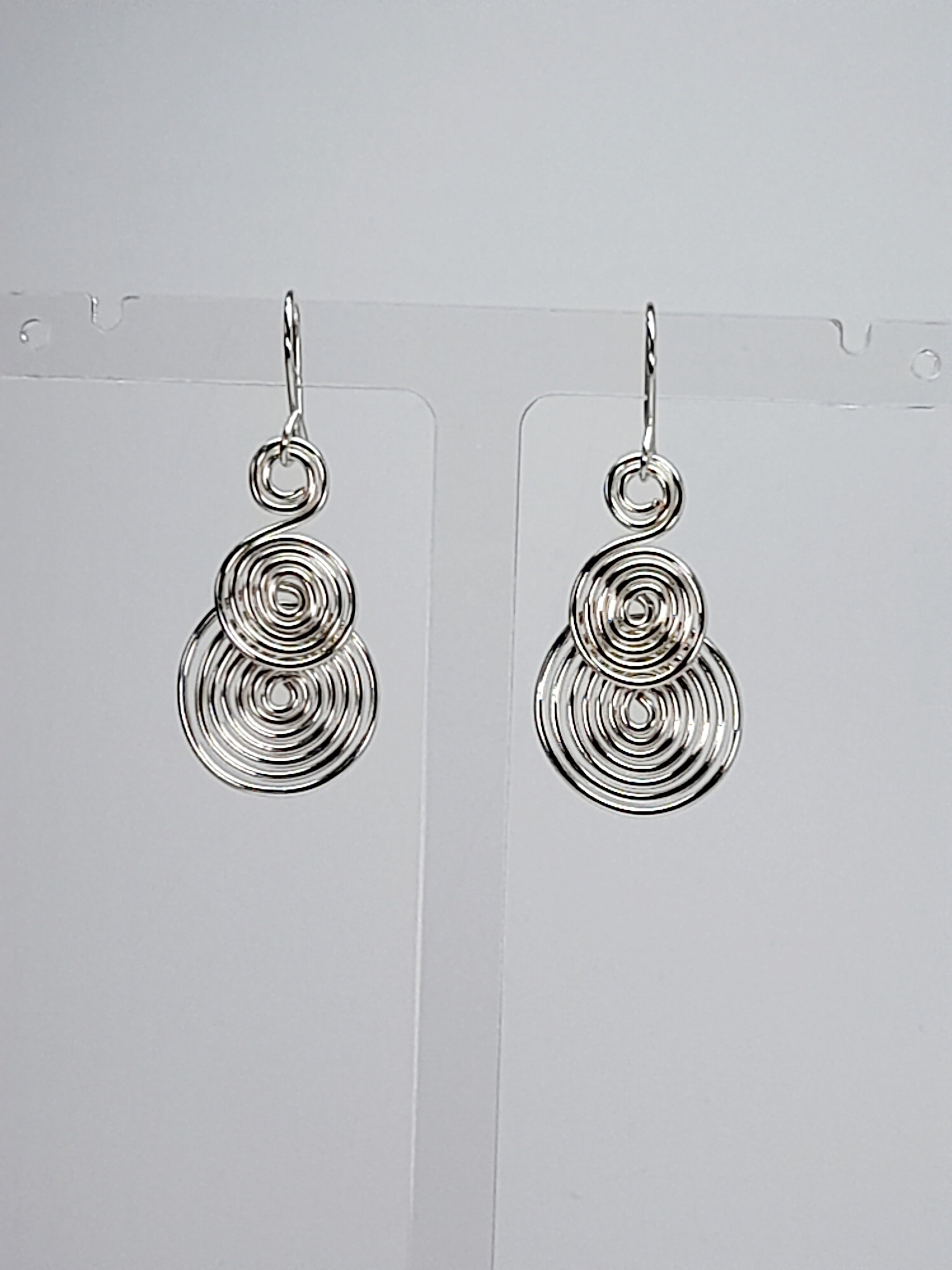 Handmade Silver Triple‑Spiral Earrings, Lightweight Non‑Tarnish Swirl Drops