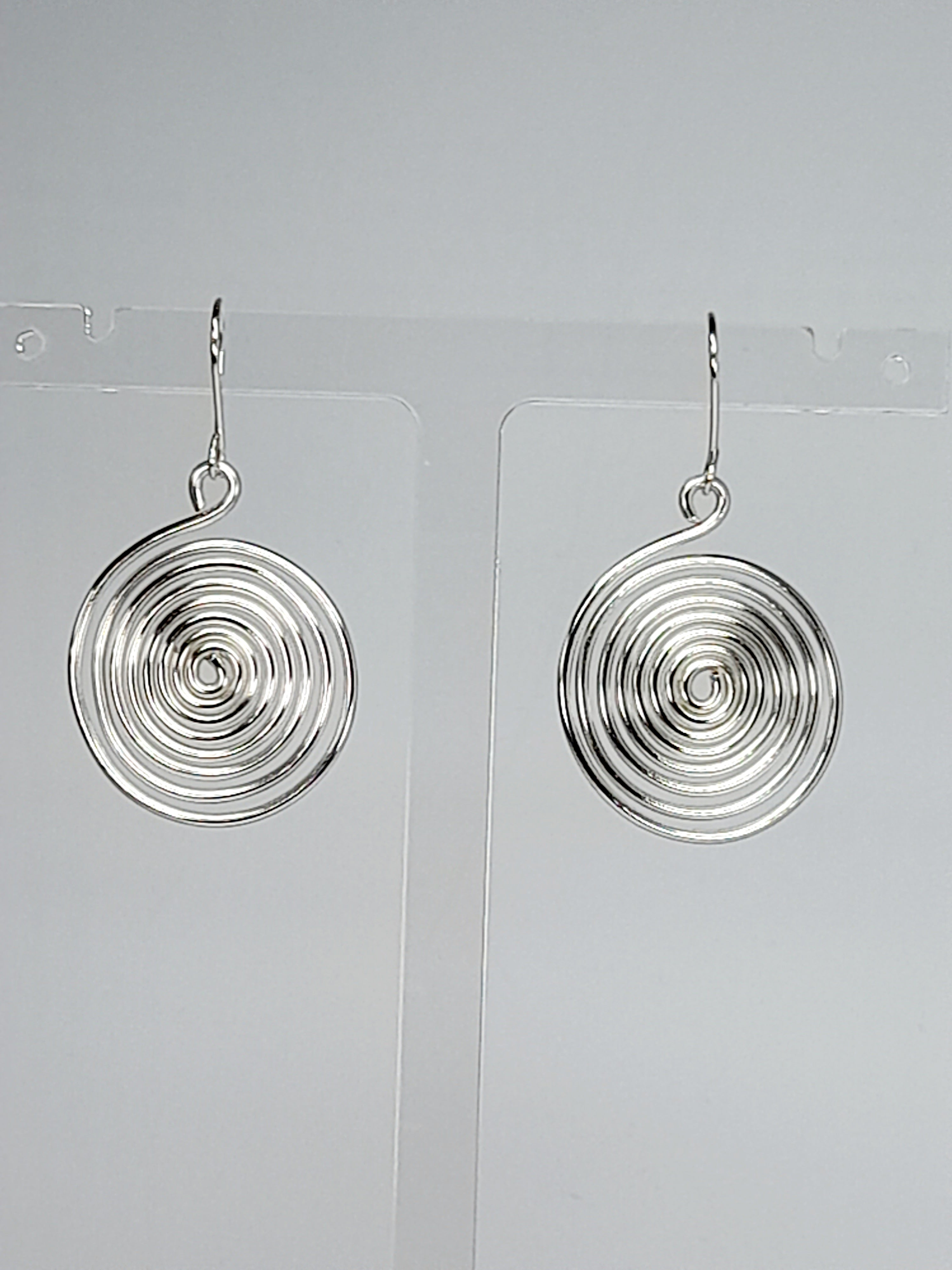 Handmade Large Silver Spiral Earrings, Lightweight, Statement & Non‑Tarnish