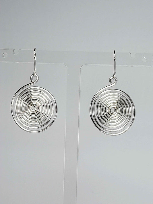 Handmade Large Silver Spiral Earrings, Lightweight, Statement & Non‑Tarnish