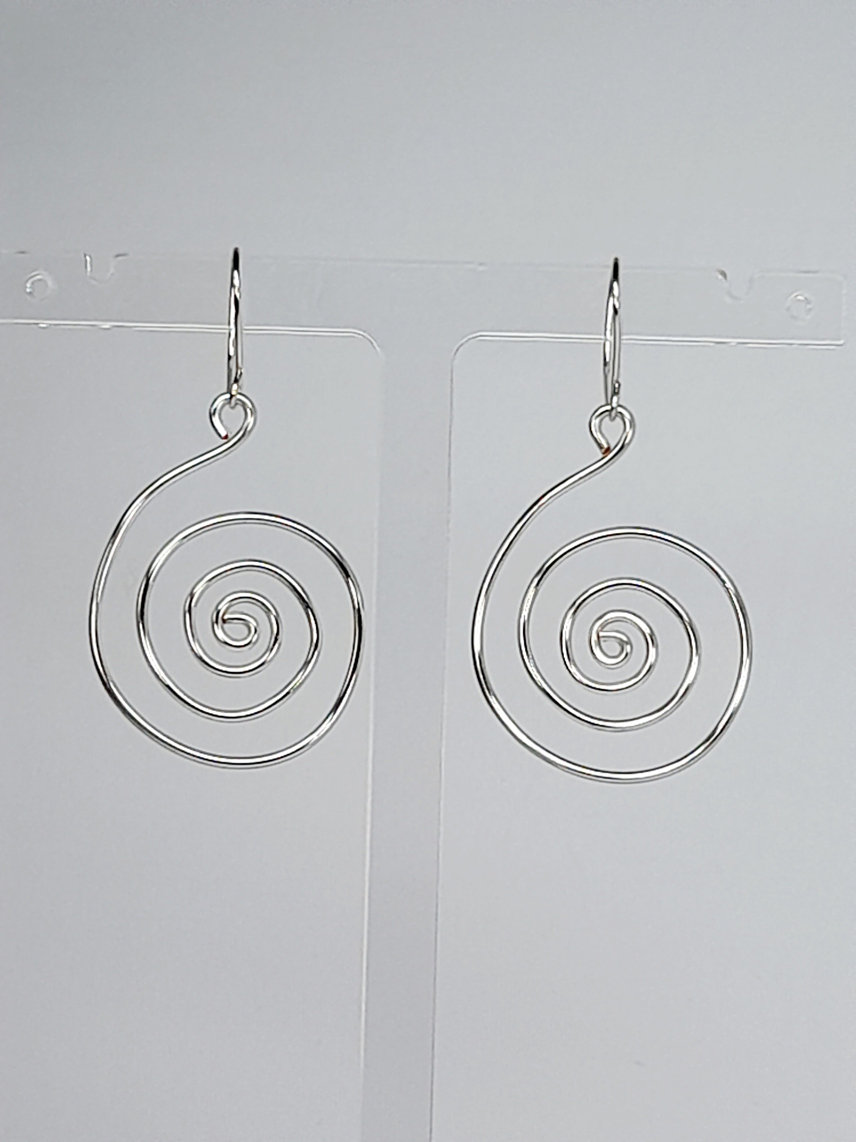 Handmade Large Silver Spiral Earrings, Lightweight, Statement & Non‑Tarnish