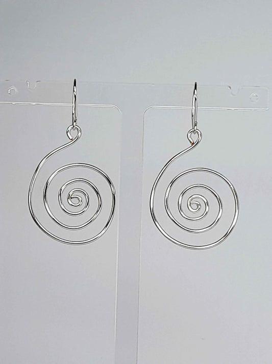 Handmade Large Silver Spiral Earrings, Lightweight, Statement & Non‑Tarnish