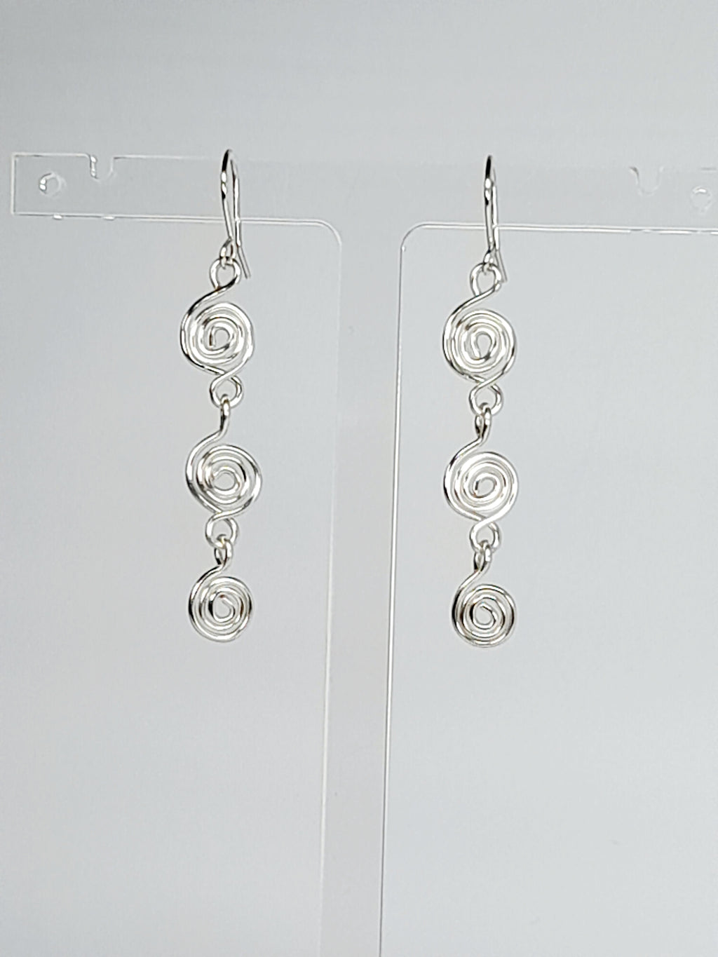 Handmade Silver‑Plated Spiral Drop Earrings, Lightweight Statement Dangle Jewellery