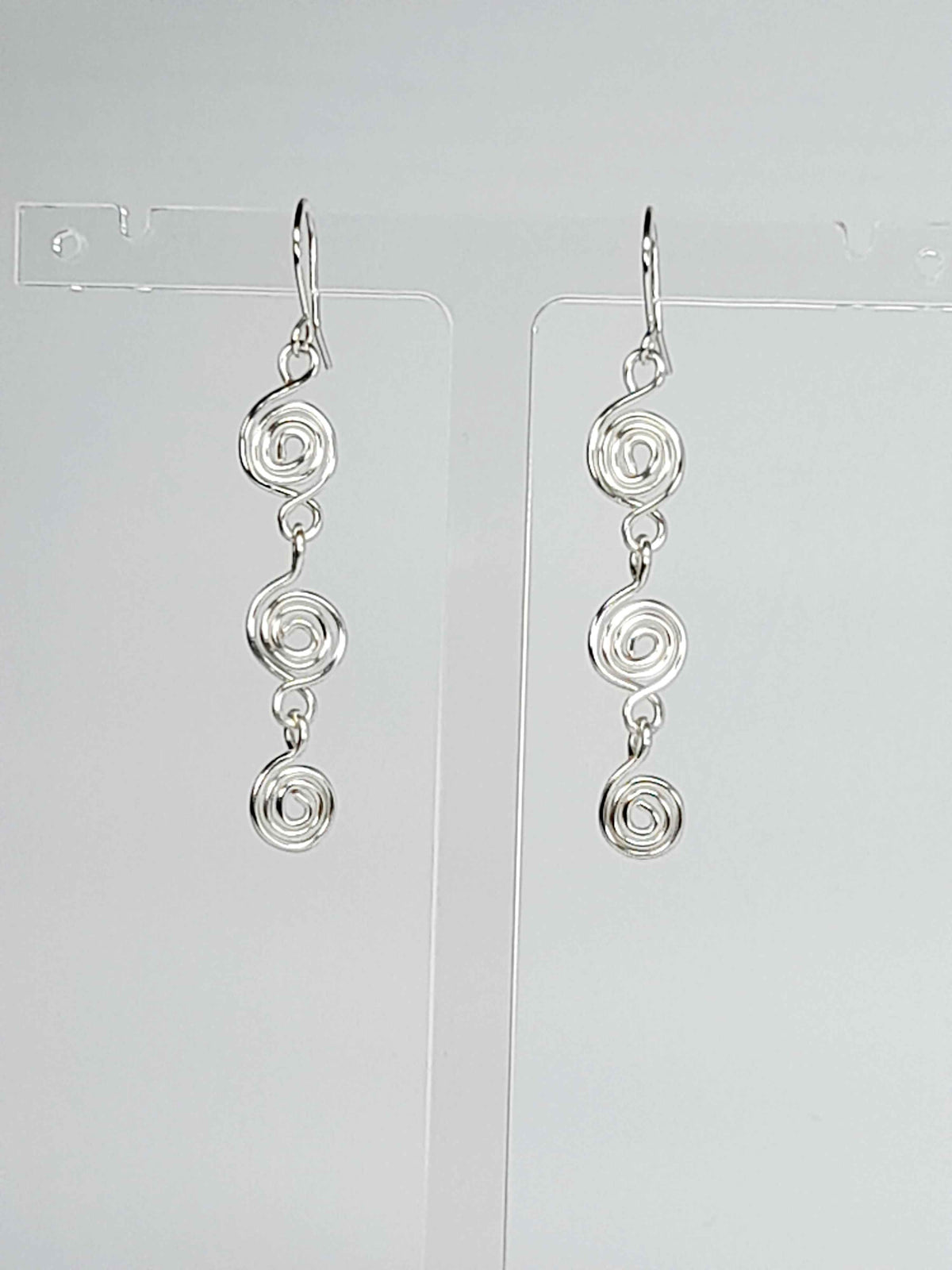 Handmade Silver‑Plated Spiral Drop Earrings, Lightweight Statement Dangle Jewellery