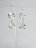 Handmade Silver‑Plated Spiral Earrings, Lightweight Geometric Two‑Spiral Dangle Jewellery