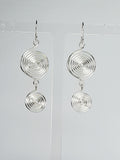 Handmade Silver‑Plated Spiral Earrings, Geometric Double‑Spiral Drop Jewellery