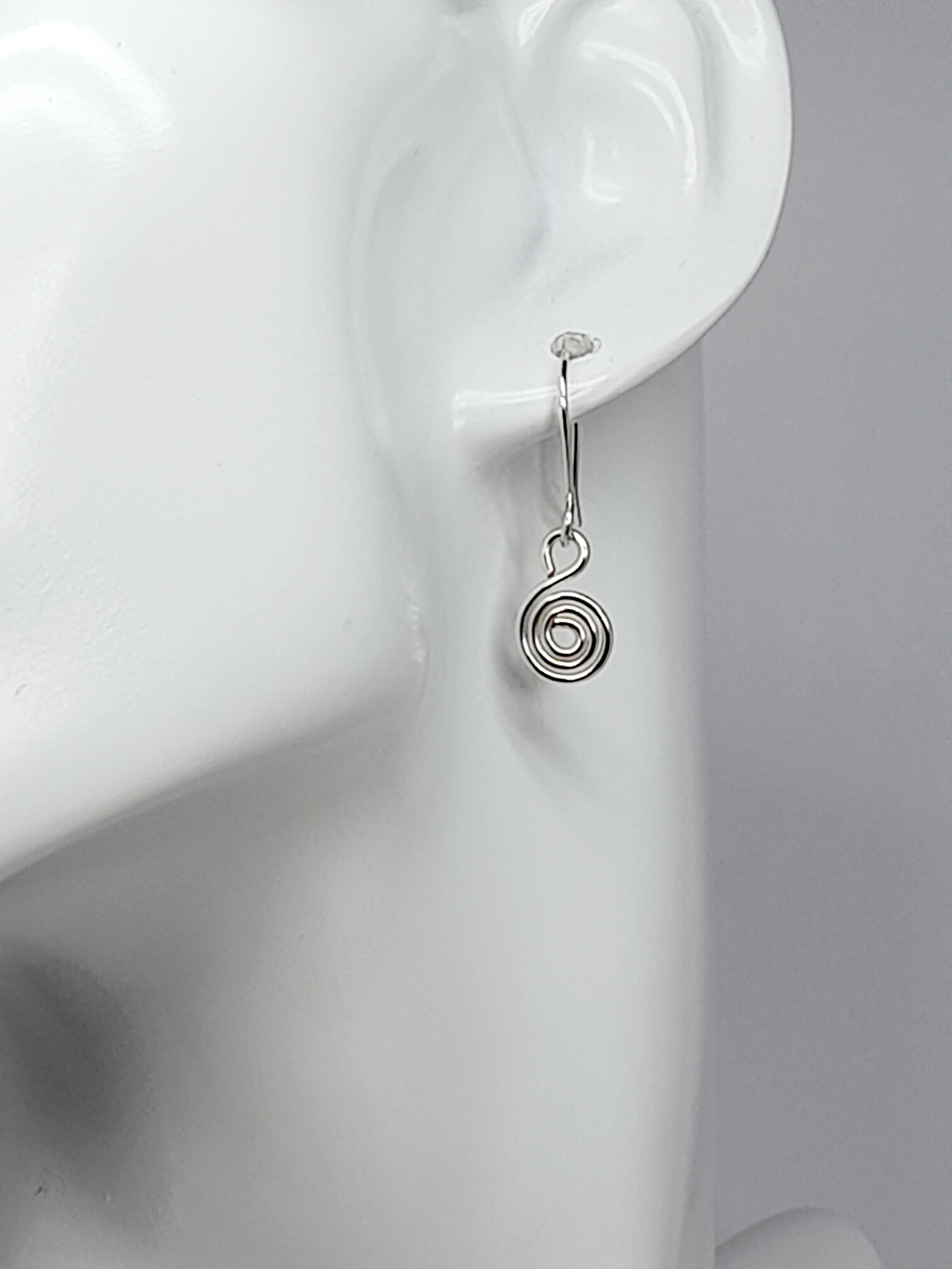 Tiny Silver Spiral Earrings, Handmade Dainty Lightweight Swirl Drops