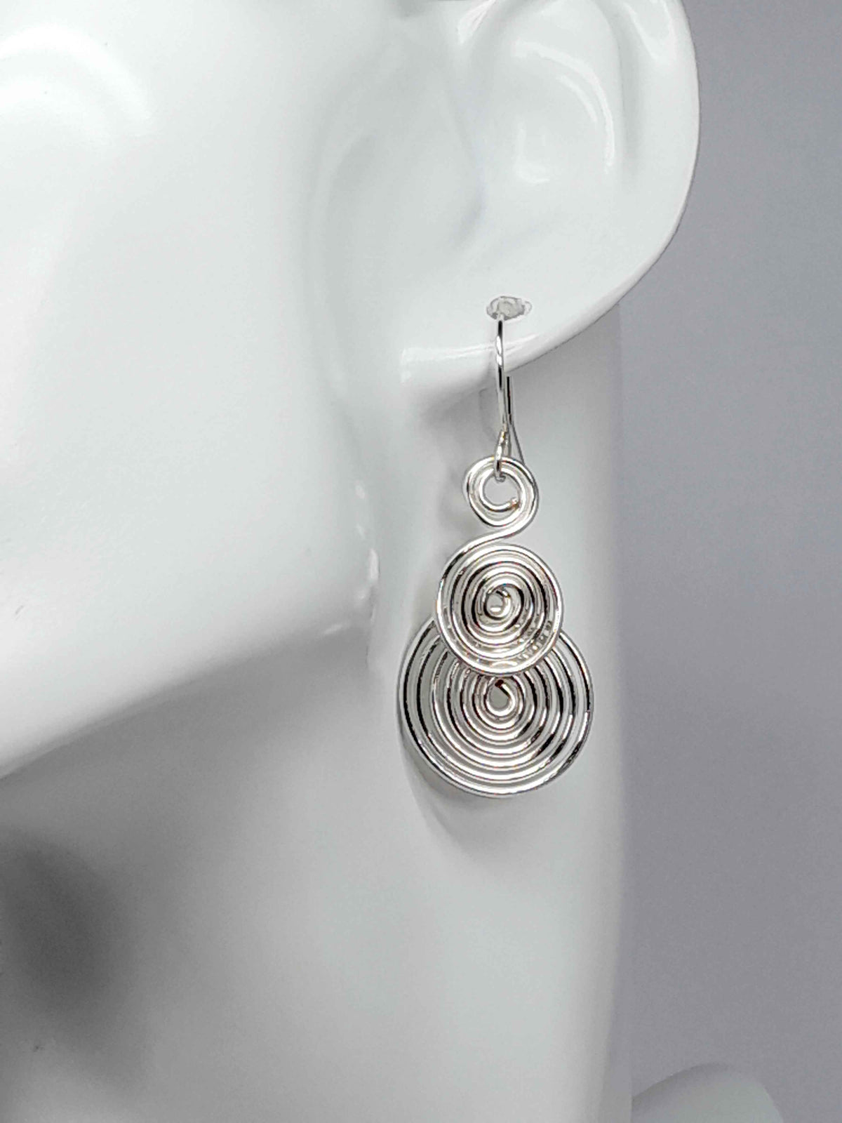 Handmade Silver Triple‑Spiral Earrings, Lightweight Non‑Tarnish Swirl Drops