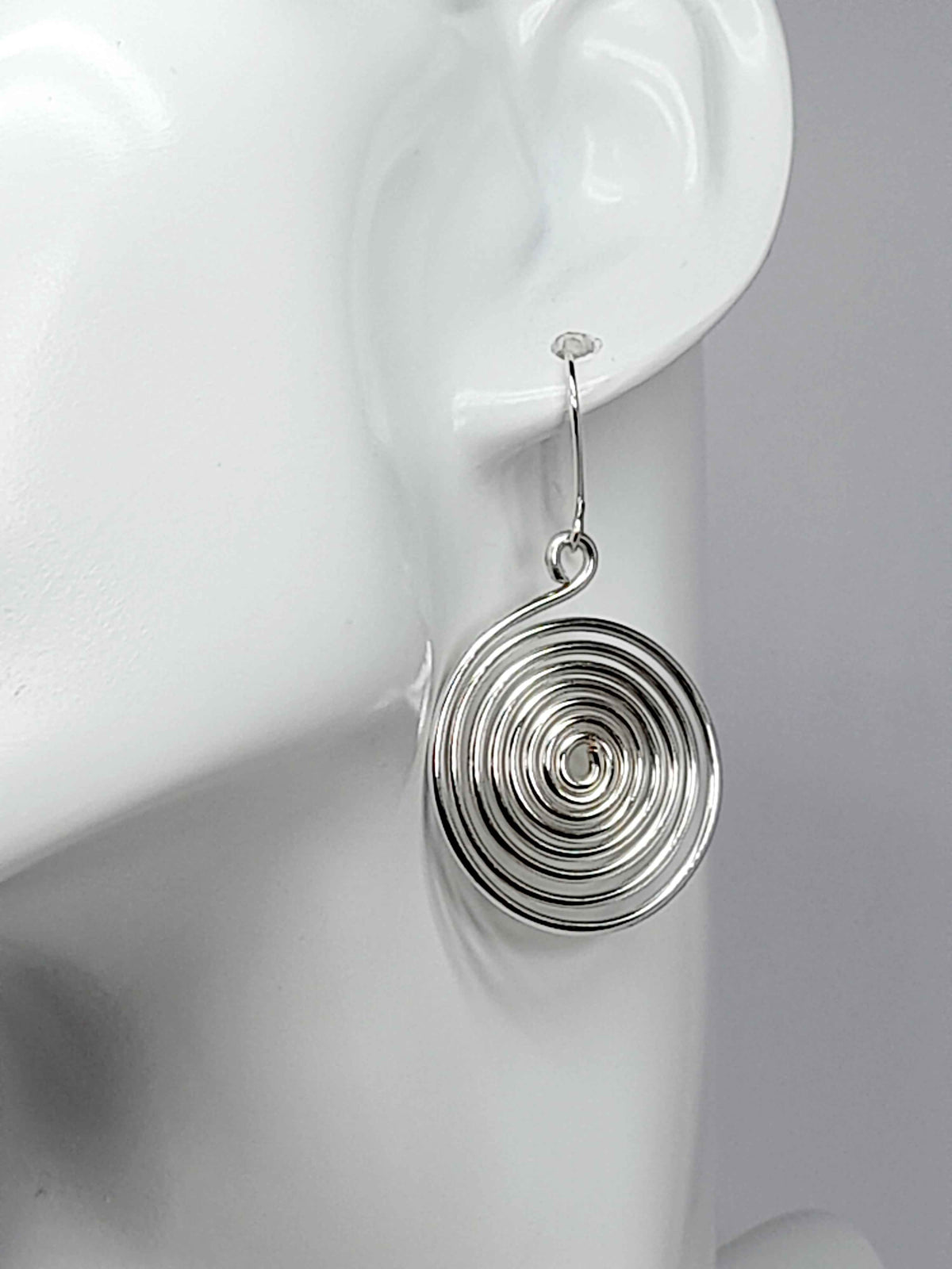 Handmade Large Silver Spiral Earrings, Lightweight, Statement & Non‑Tarnish