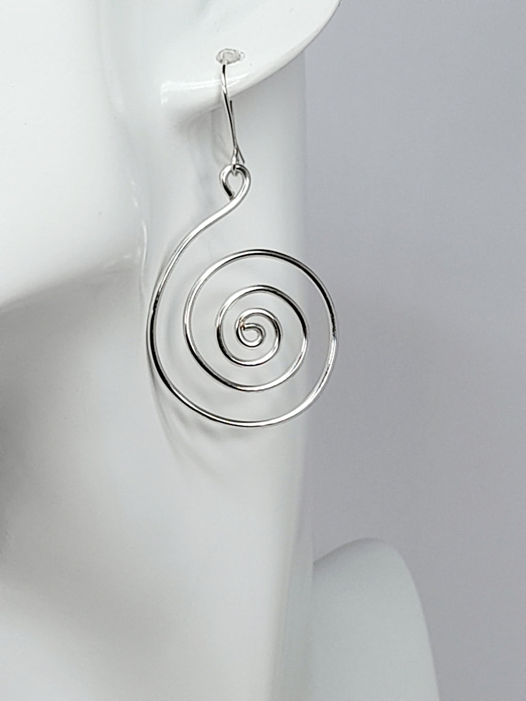 Handmade Large Silver Spiral Earrings, Lightweight, Statement & Non‑Tarnish