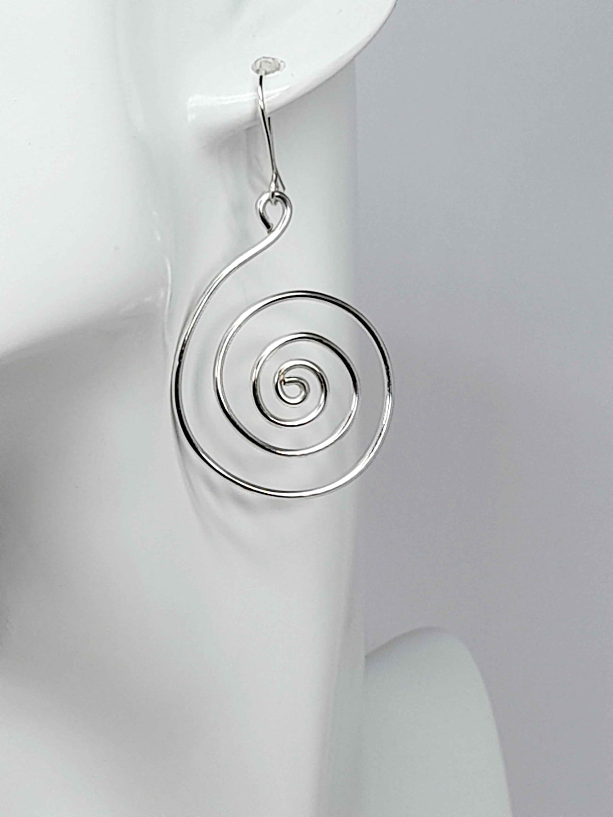 Handmade Large Silver Spiral Earrings, Lightweight, Statement & Non‑Tarnish