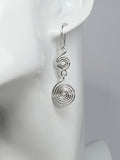 Handmade Silver‑Plated Spiral Earrings, Lightweight Geometric Dangle Jewellery