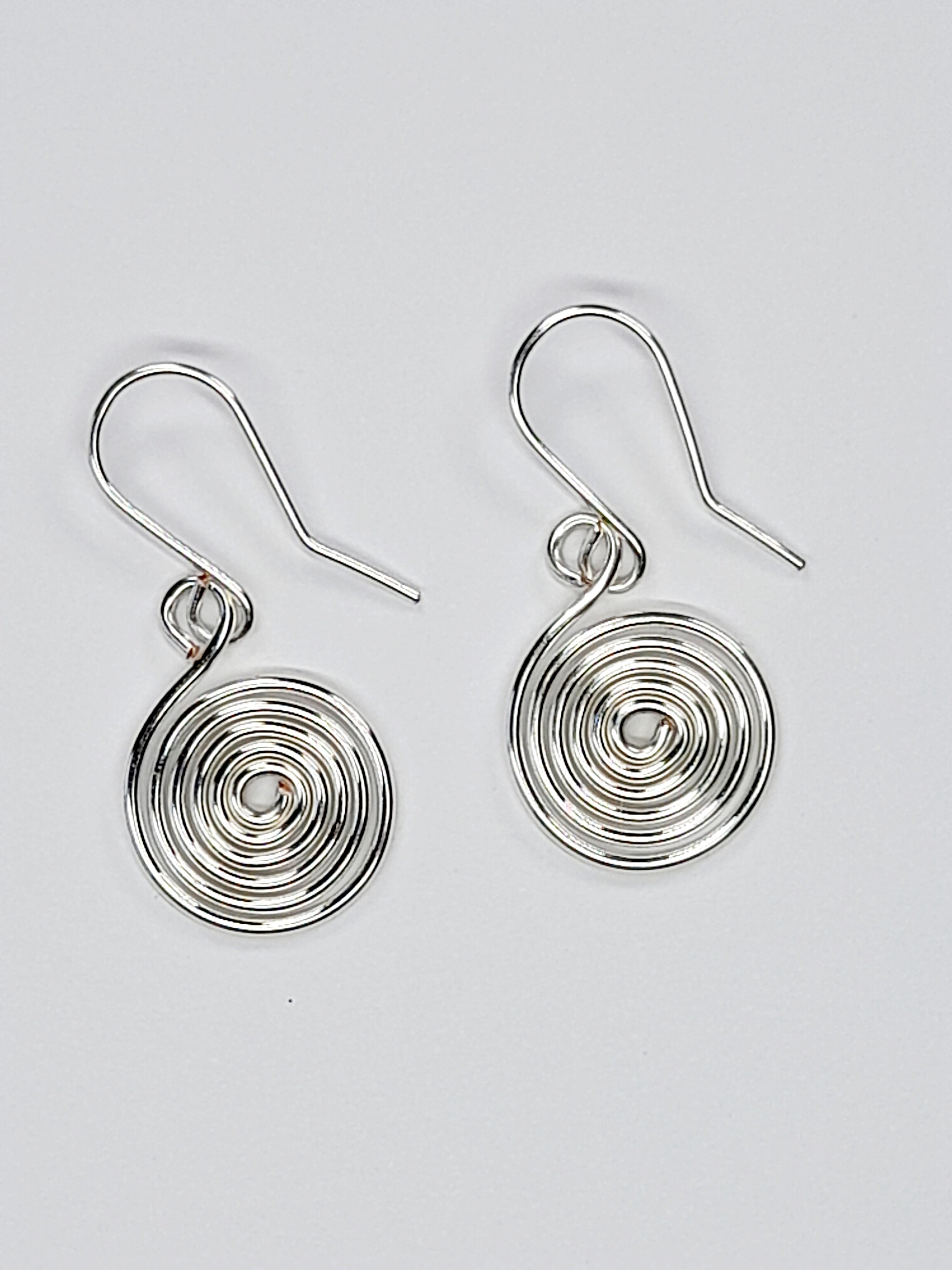 Handmade Silver Spiral Earrings, Dainty Lightweight Non‑Tarnish Swirl Design