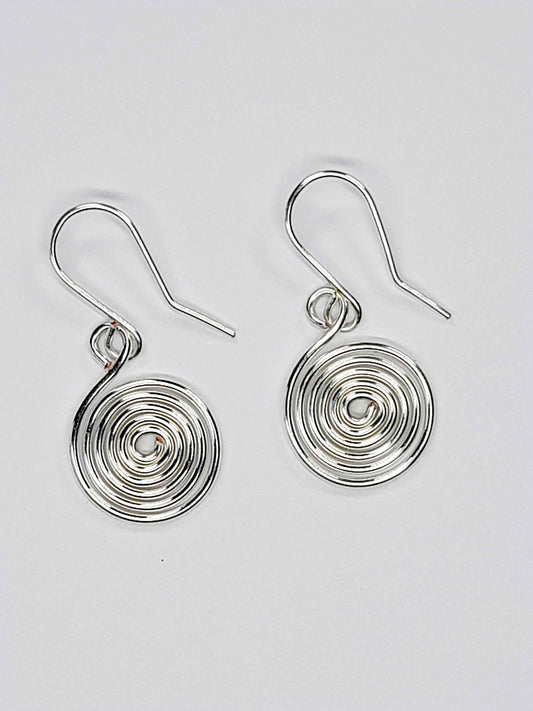 Handmade Silver Spiral Earrings, Dainty Lightweight Non‑Tarnish Swirl Design