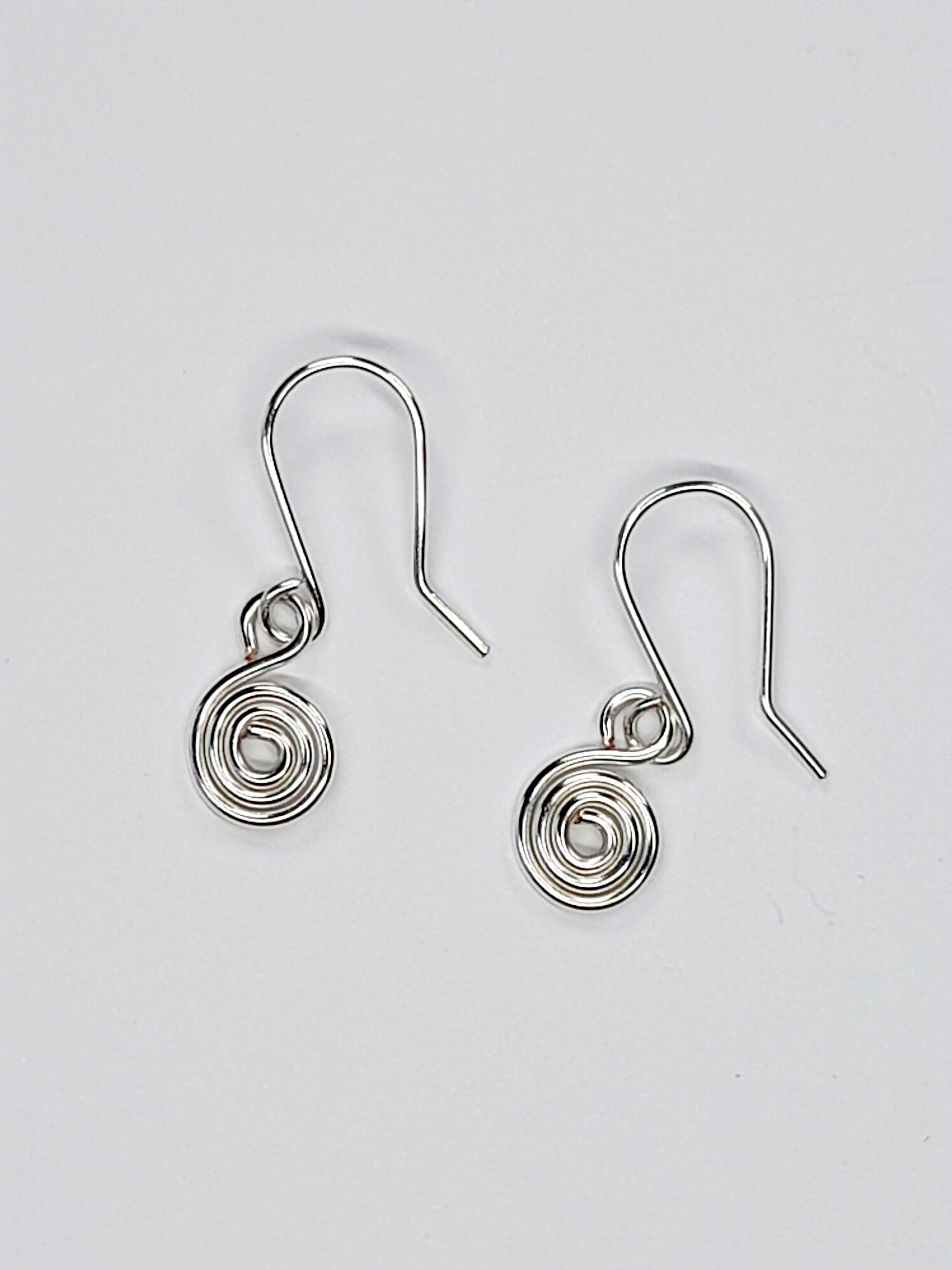 Tiny Silver Spiral Earrings, Handmade Dainty Lightweight Swirl Drops
