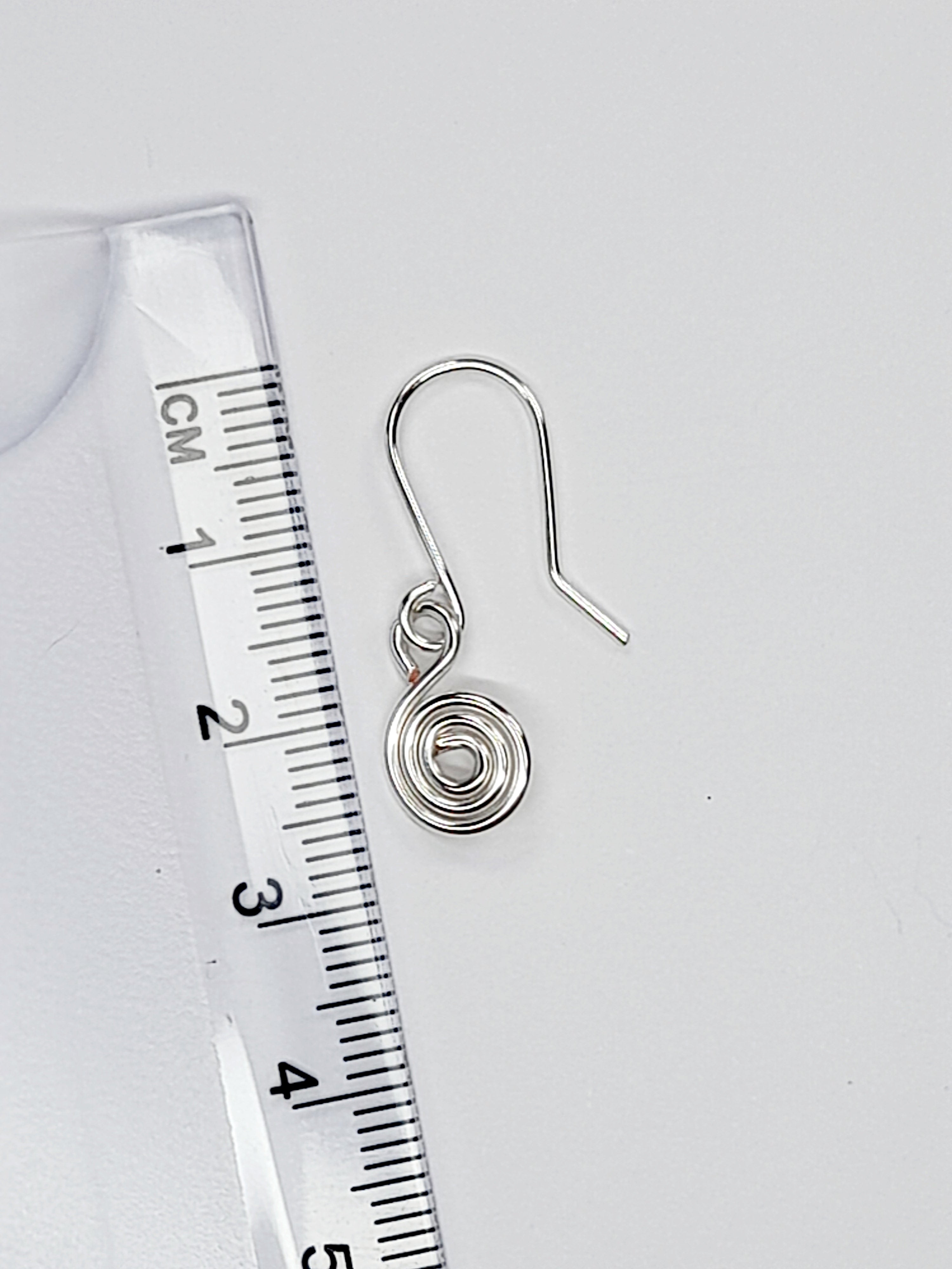 Tiny Silver Spiral Earrings, Handmade Dainty Lightweight Swirl Drops