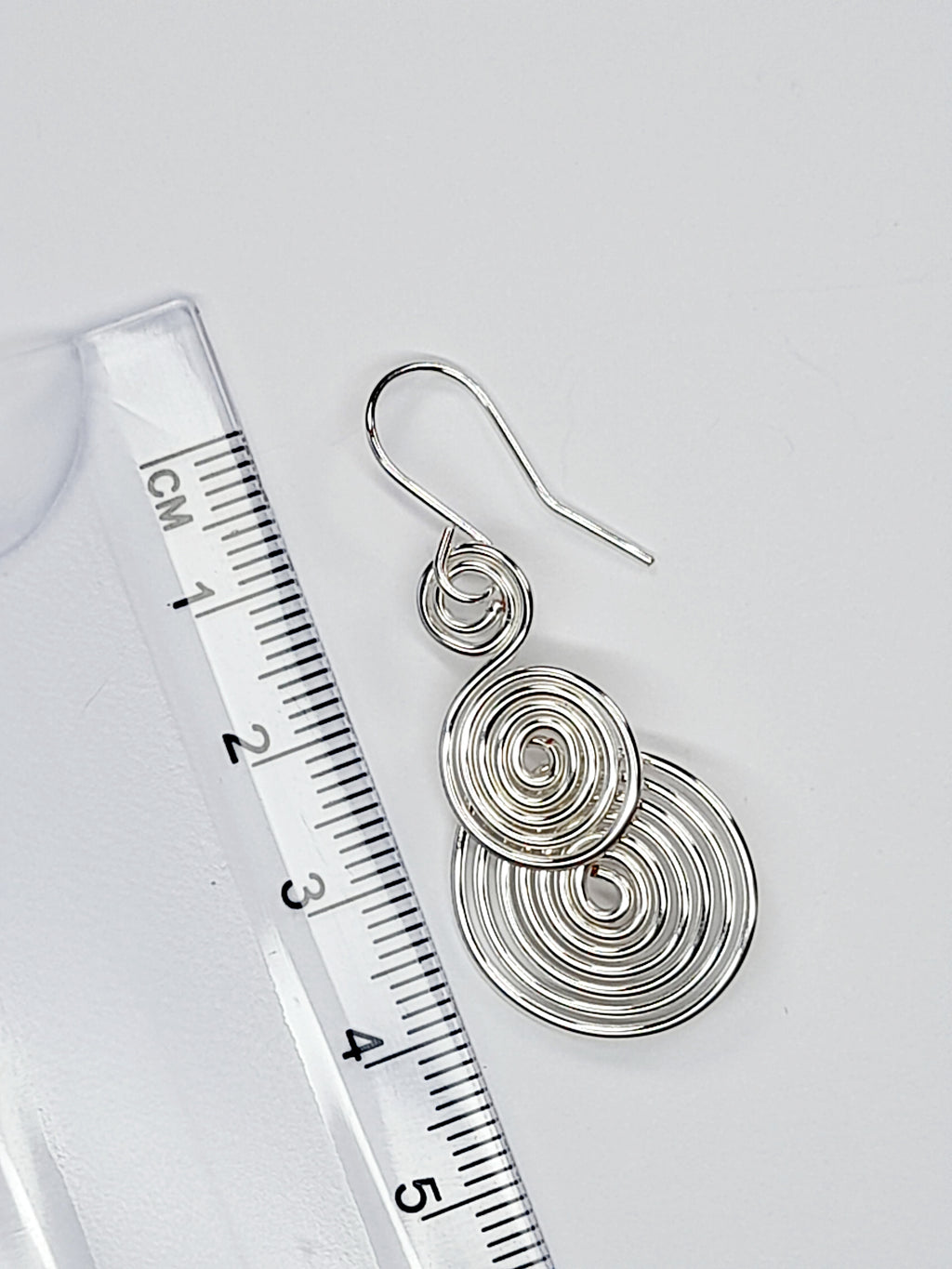 Handmade Silver Triple‑Spiral Earrings, Lightweight Non‑Tarnish Swirl Drops