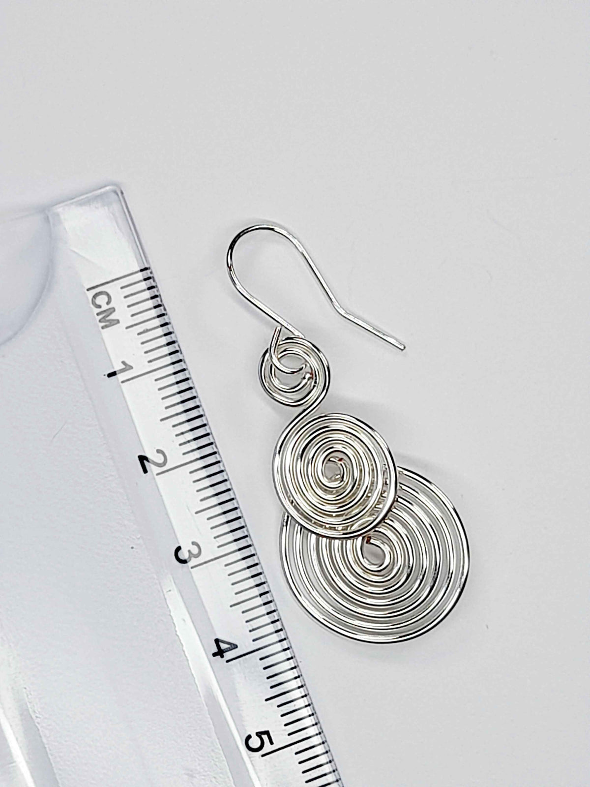 Handmade Silver Triple‑Spiral Earrings, Lightweight Non‑Tarnish Swirl Drops