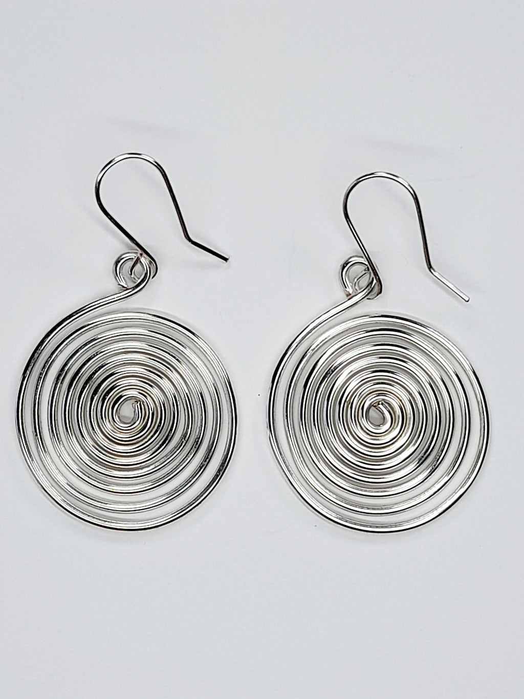 Handmade Large Silver Spiral Earrings, Lightweight, Statement & Non‑Tarnish