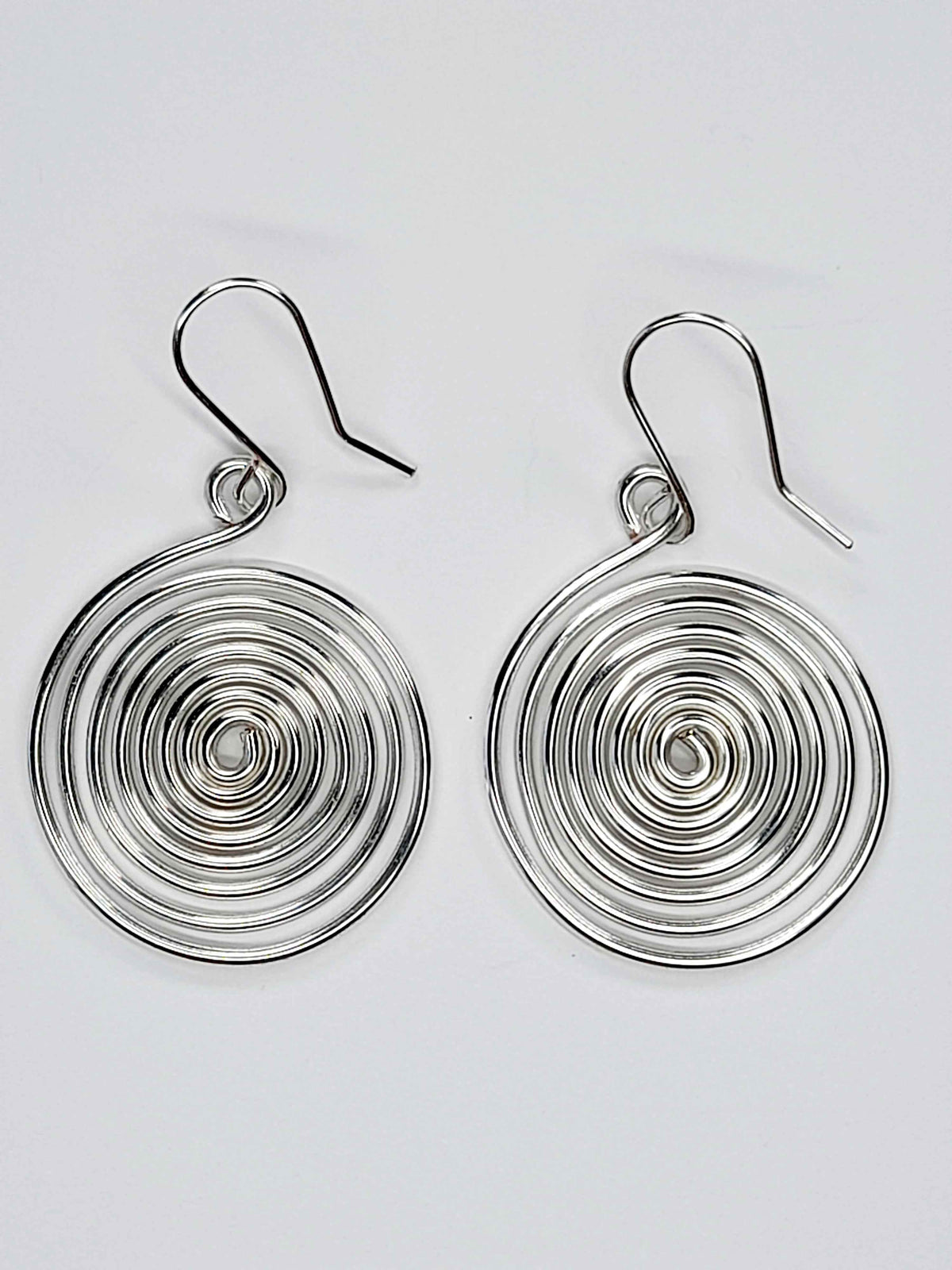 Handmade Large Silver Spiral Earrings, Lightweight, Statement & Non‑Tarnish
