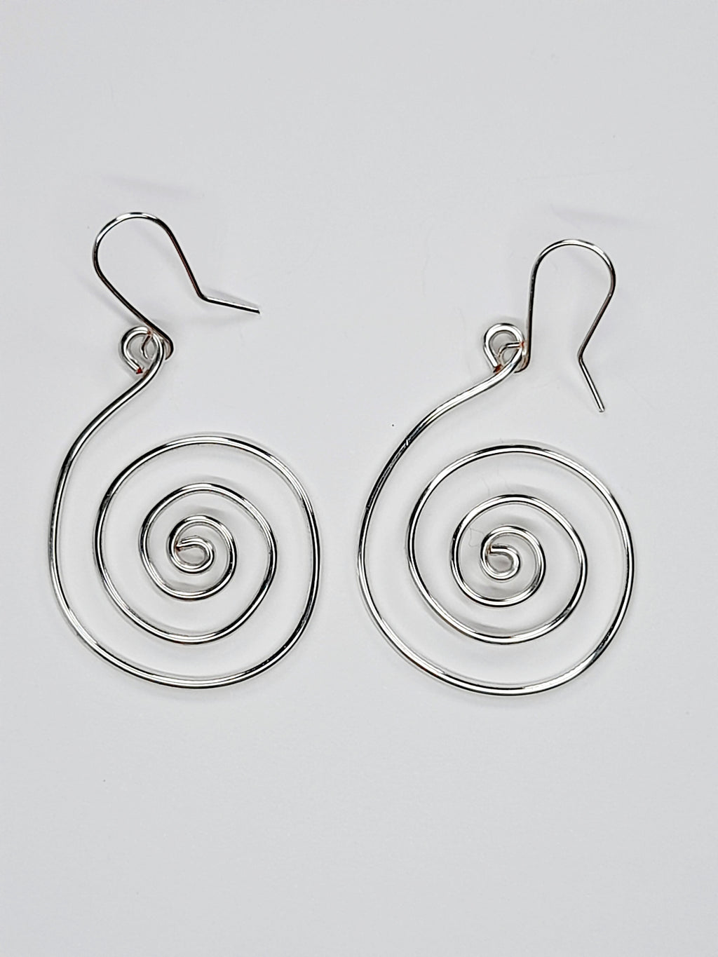 Handmade Large Silver Spiral Earrings, Lightweight, Statement & Non‑Tarnish