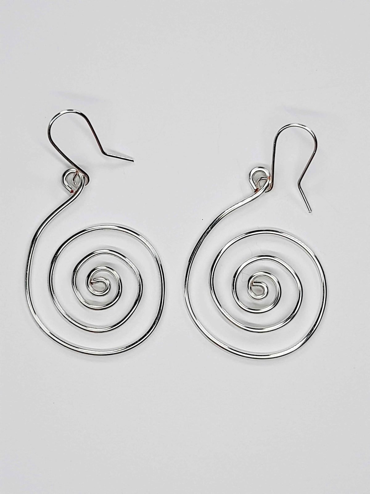 Handmade Large Silver Spiral Earrings, Lightweight, Statement & Non‑Tarnish