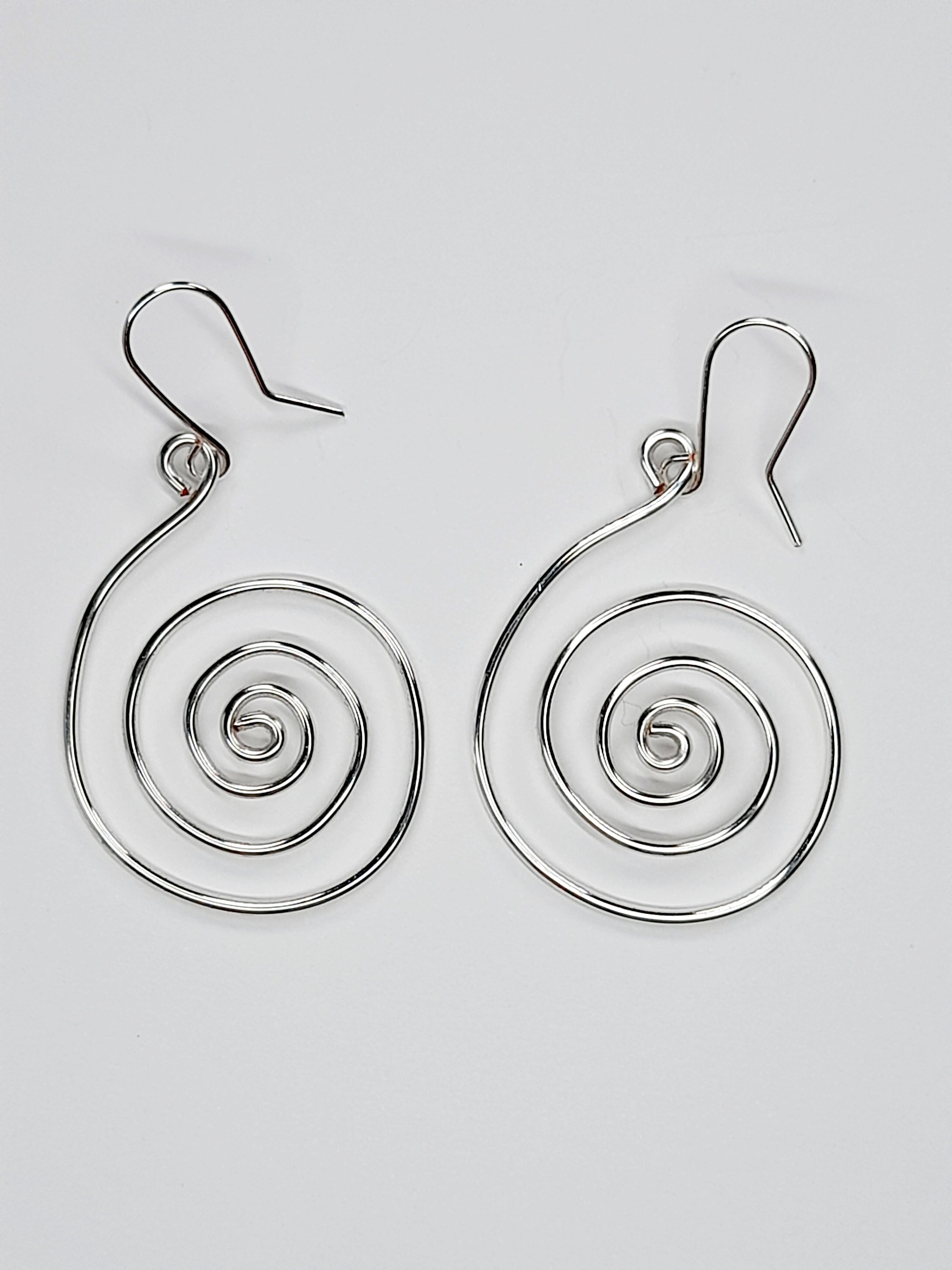 Handmade Large Silver Spiral Earrings, Lightweight, Statement & Non‑Tarnish