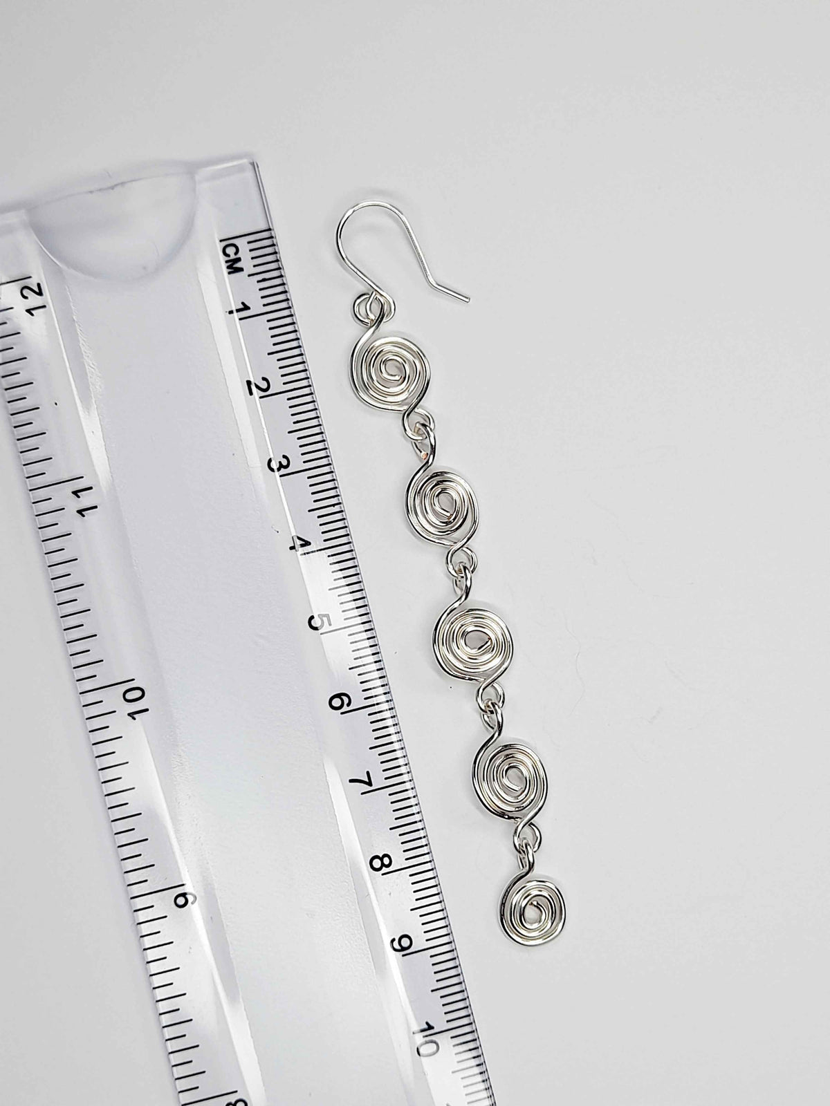 Handmade Silver‑Plated Long Spiral Earrings, Lightweight Five‑Spiral Geometric Dangle Jewellery