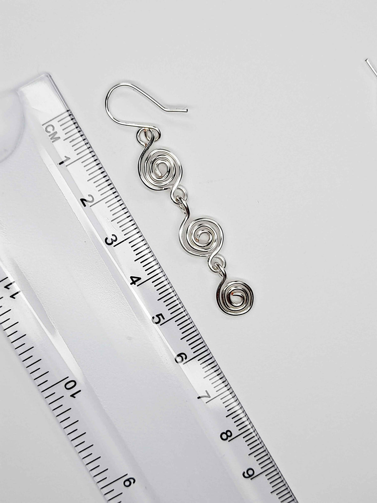 Handmade Silver‑Plated Spiral Drop Earrings, Lightweight Statement Dangle Jewellery