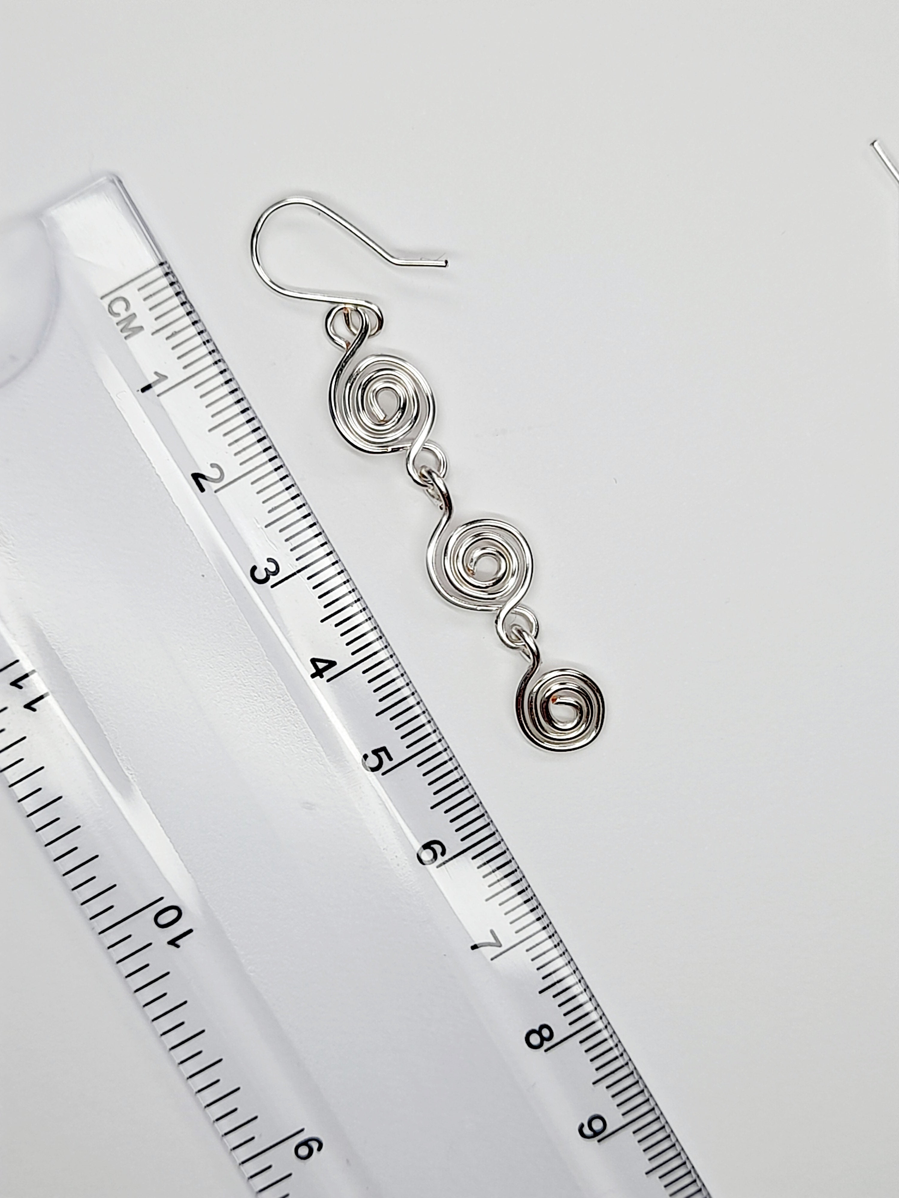 Handmade Silver‑Plated Spiral Drop Earrings, Lightweight Statement Dangle Jewellery