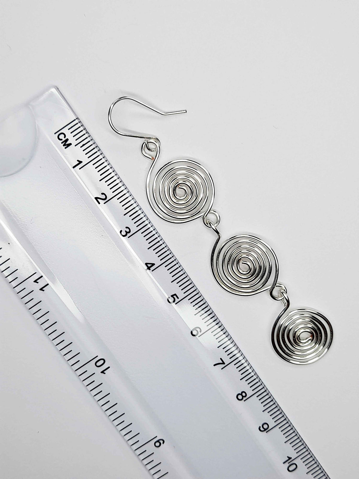 Handmade Silver‑Plated Spiral  Earrings, Lightweight Statement Dangle Jewellery