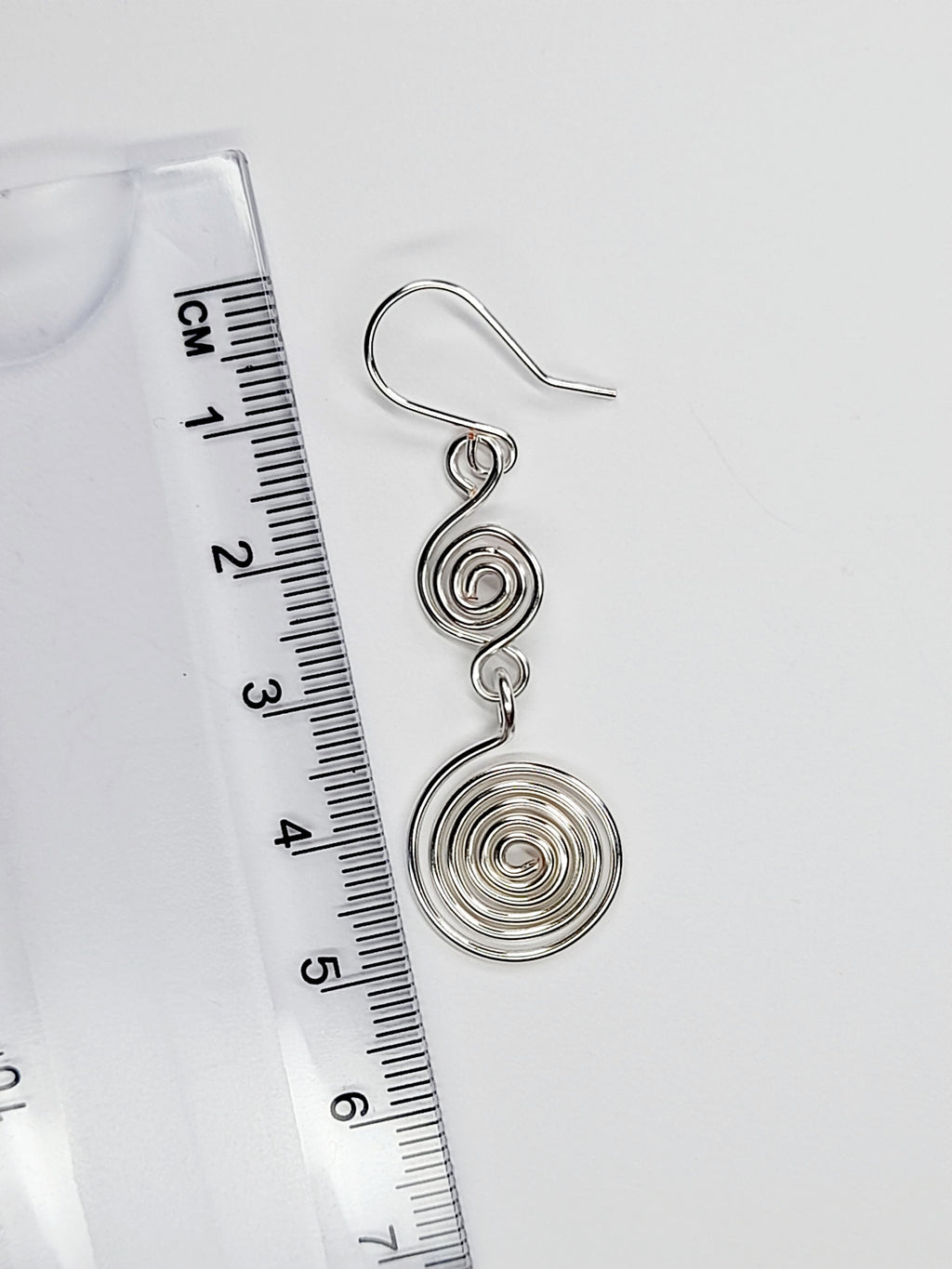 Handmade Silver‑Plated Spiral Earrings, Lightweight Geometric Dangle Jewellery