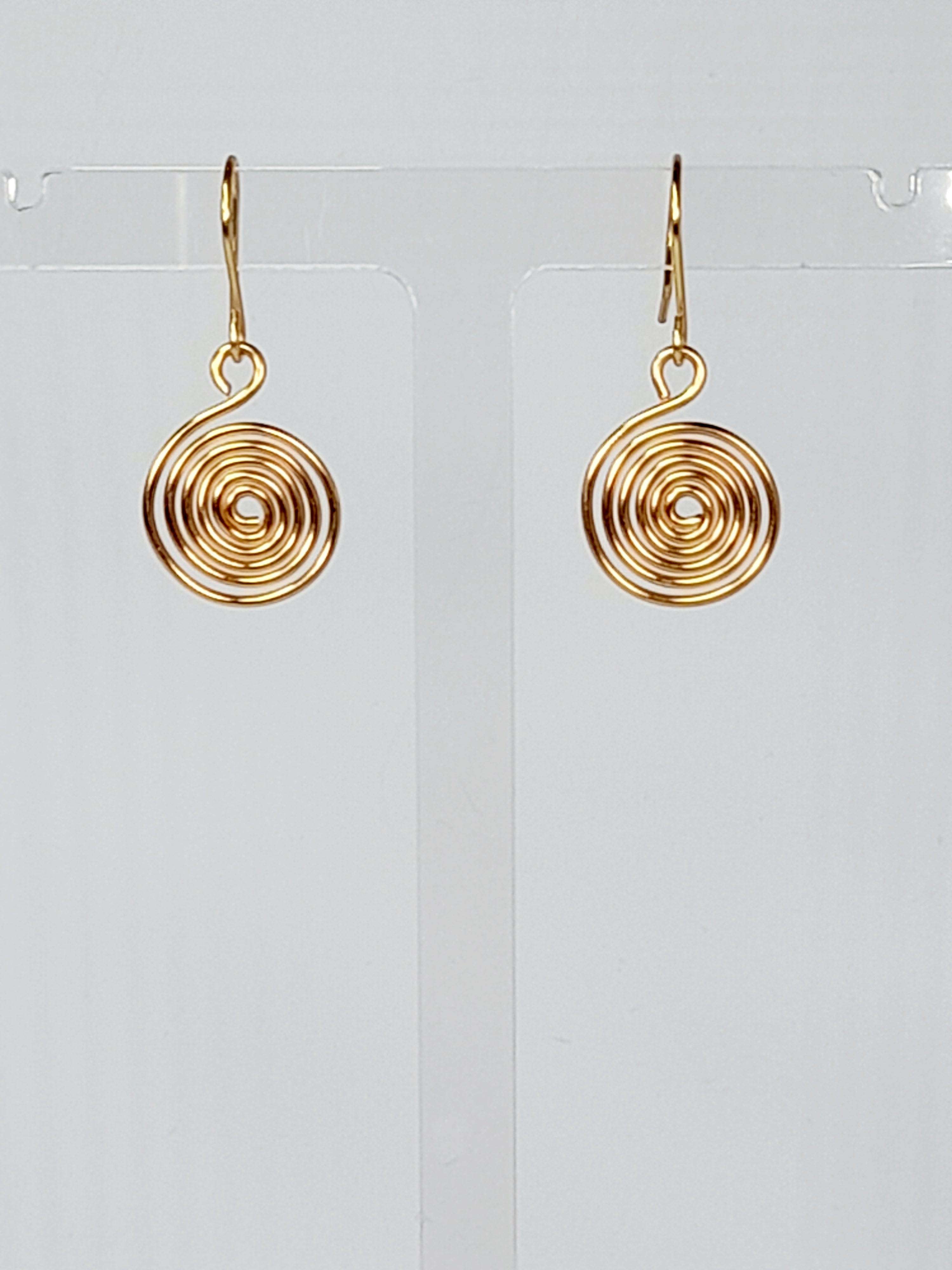 Handmade Gold Spiral Earrings, Dainty Lightweight Non‑Tarnish Swirl Design