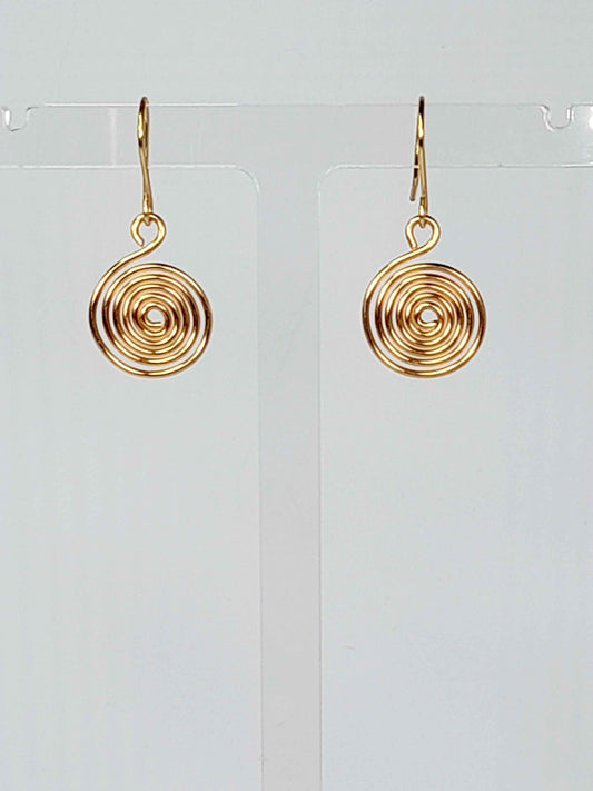 Handmade Gold Spiral Earrings, Dainty Lightweight Non‑Tarnish Swirl Design