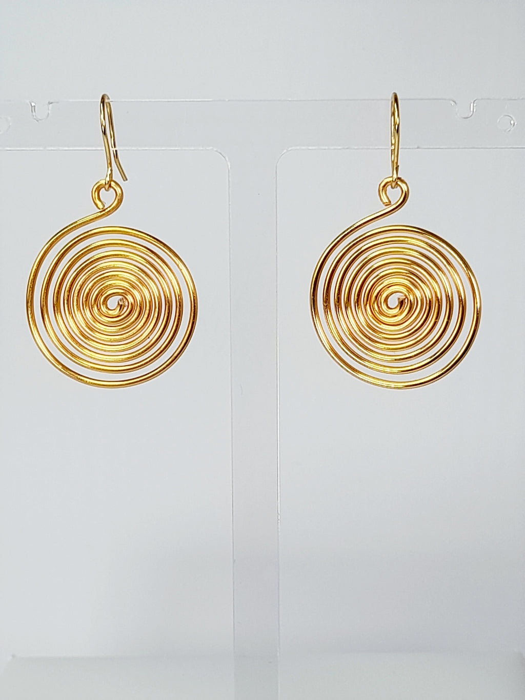 Handmade Large Gold Spiral Earrings, Lightweight, Statement & Non‑Tarnish