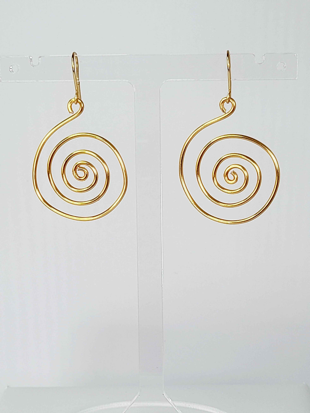 Handmade Large Gold Spiral Earrings, Lightweight, Statement & Non‑Tarnish