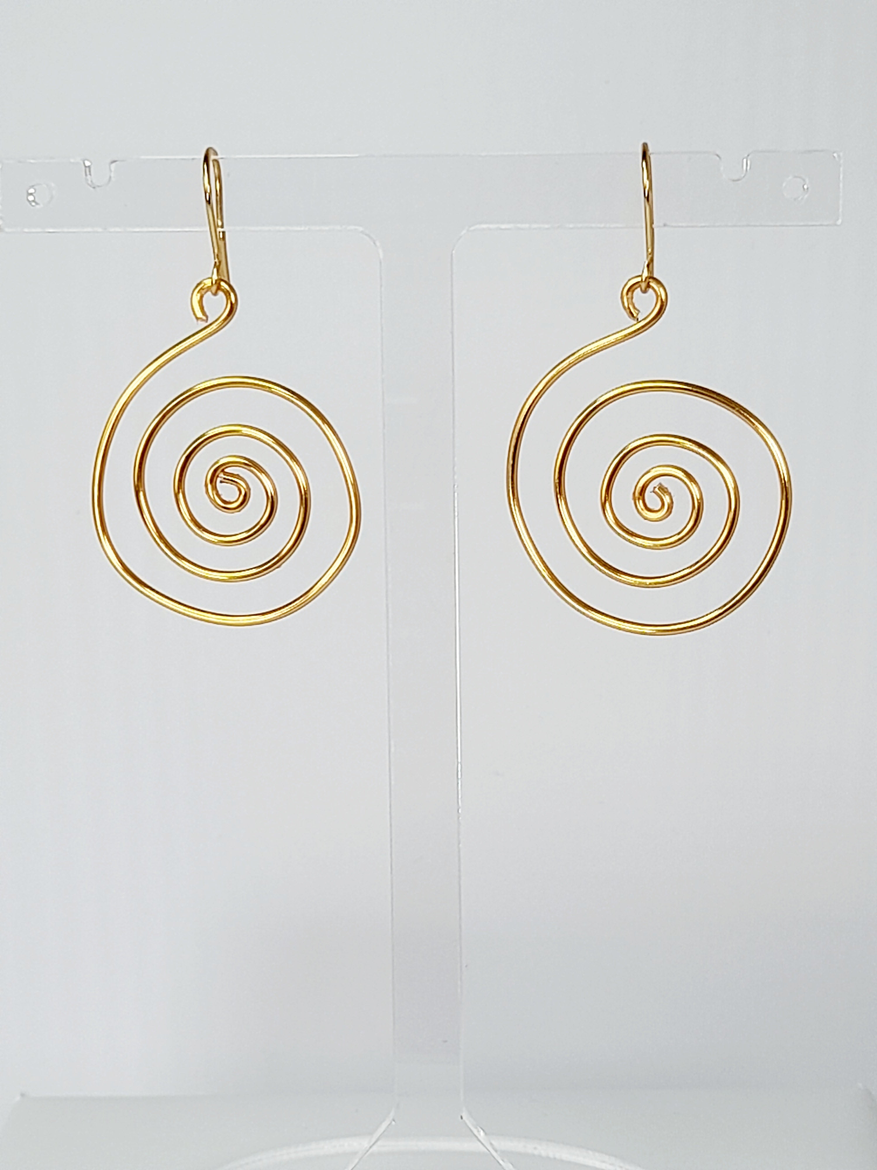 Handmade Large Gold Spiral Earrings, Lightweight, Statement & Non‑Tarnish