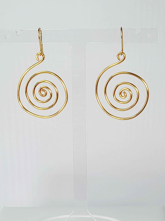 Handmade Large Gold Spiral Earrings, Lightweight, Statement & Non‑Tarnish