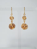 Handmade Gold‑Plated Double Spiral Earrings, Geometric Spiral Drop Jewellery