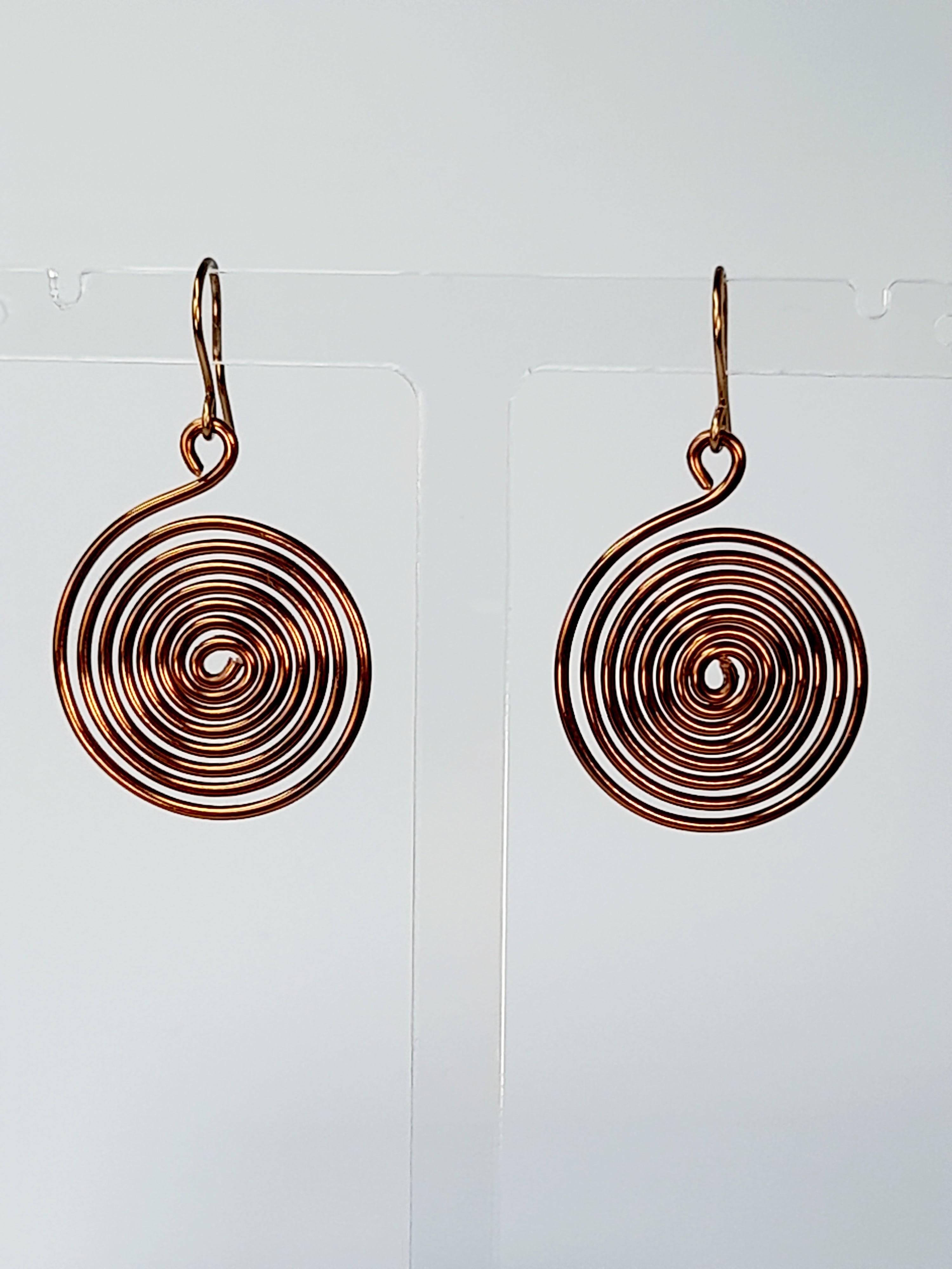 Handmade Large Bronze Spiral Earrings, Lightweight, Statement & Non‑Tarnish Drops