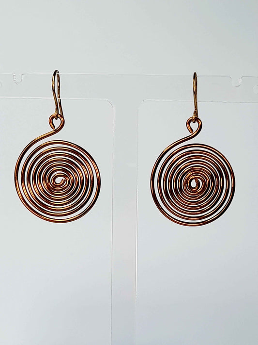 Handmade Large Bronze Spiral Earrings, Lightweight, Statement & Non‑Tarnish Drops