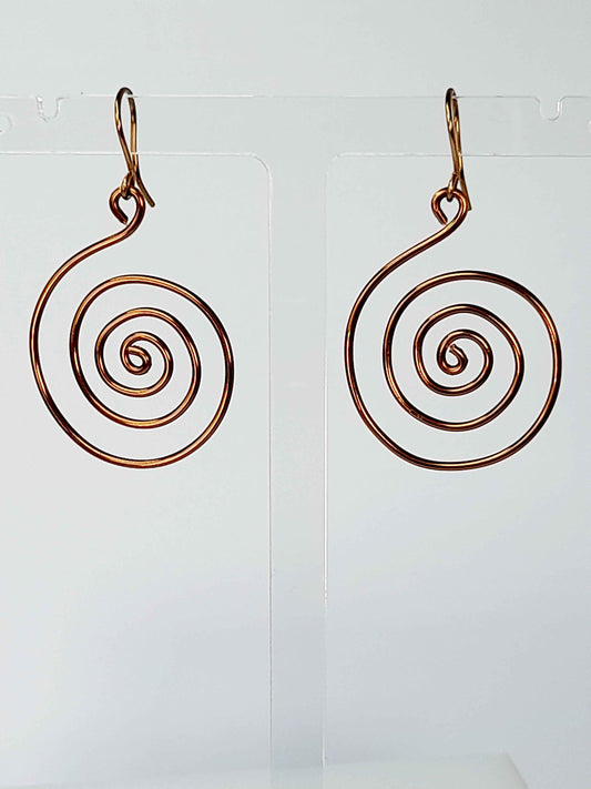 Handmade Large Bronze Spiral Earrings, Lightweight, Statement & Non‑Tarnish