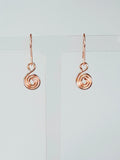 Tiny Rose Gold Spiral Earrings, Handmade Dainty Lightweight Swirl Drops