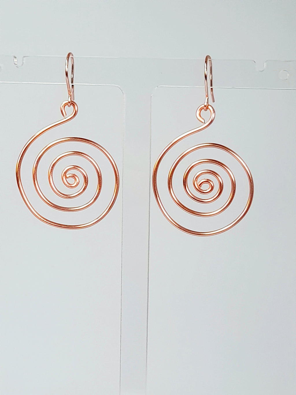 Handmade Large Rose Gold Spiral Earrings, Lightweight, Statement & Non‑Tarnish