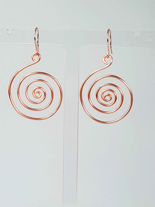 Handmade Large Rose Gold Spiral Earrings, Lightweight, Statement & Non‑Tarnish