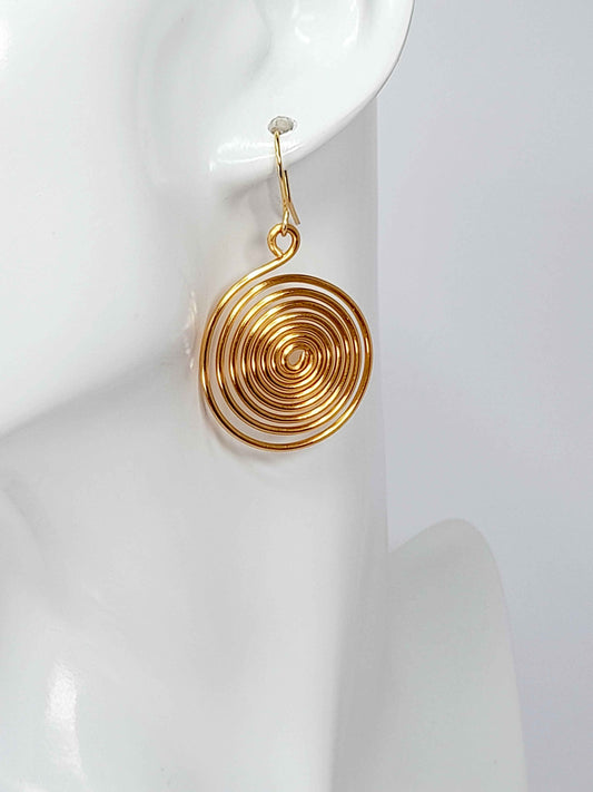 Handmade Large Gold Spiral Earrings, Lightweight, Statement & Non‑Tarnish