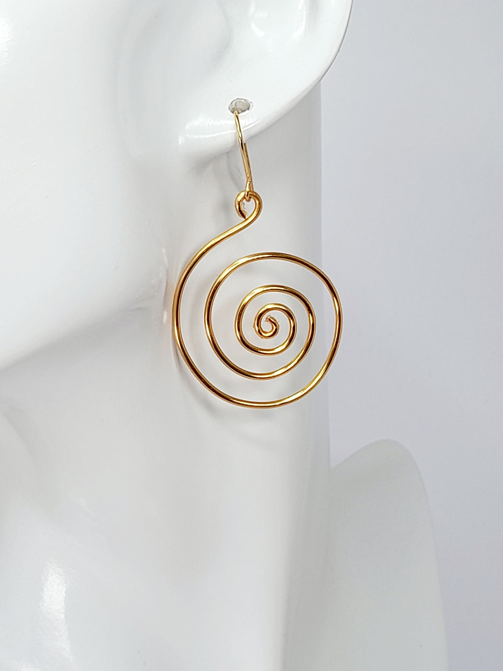 Handmade Large Gold Spiral Earrings, Lightweight, Statement & Non‑Tarnish