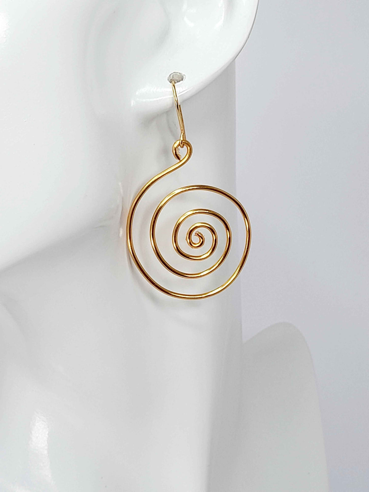 Handmade Large Gold Spiral Earrings, Lightweight, Statement & Non‑Tarnish