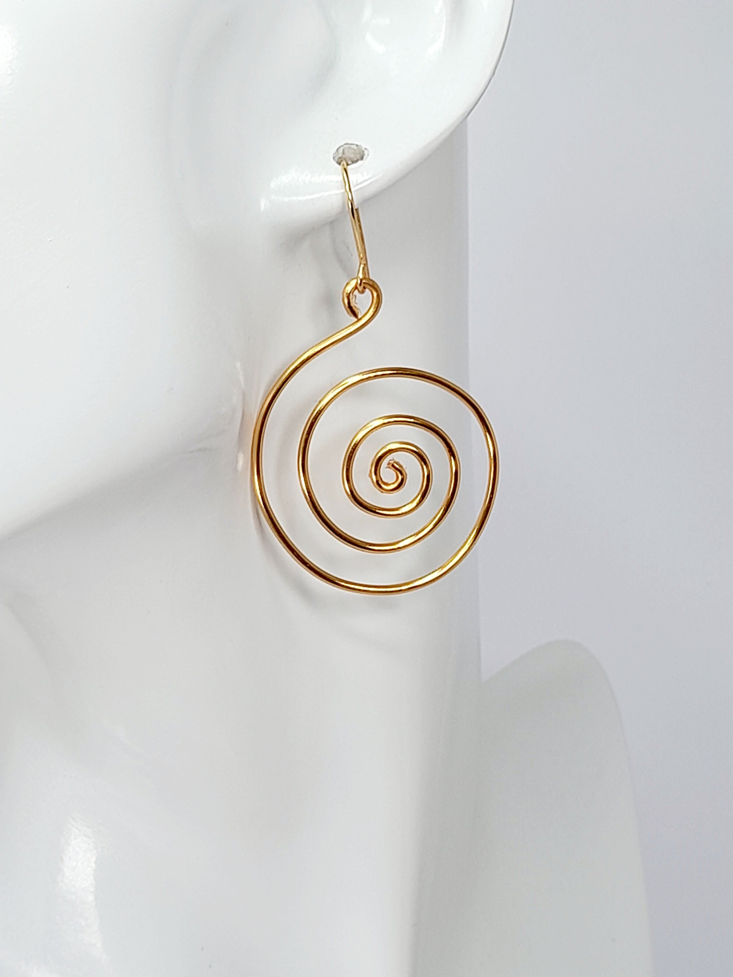Handmade Large Gold Spiral Earrings, Lightweight, Statement & Non‑Tarnish