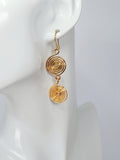 Handmade Gold‑Plated Spiral Earrings, Lightweight Geometric Two‑Spiral Dangle Jewellery