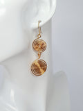 Handmade Gold‑Plated Spiral Earrings, Geometric Double Spiral Drop Jewellery